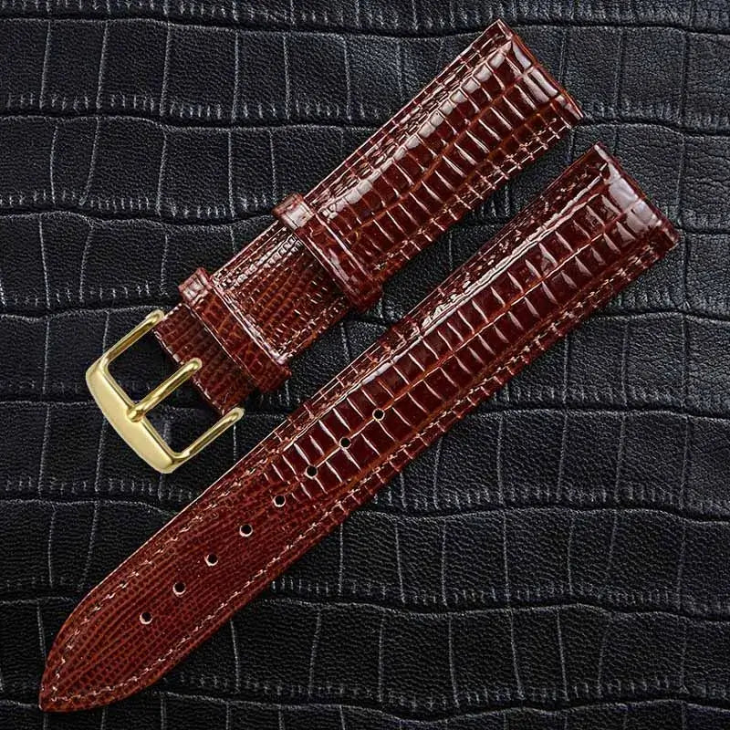 Brown leather strap for Ticwatch with gold buckle, perfect for customizable and stylish wear.