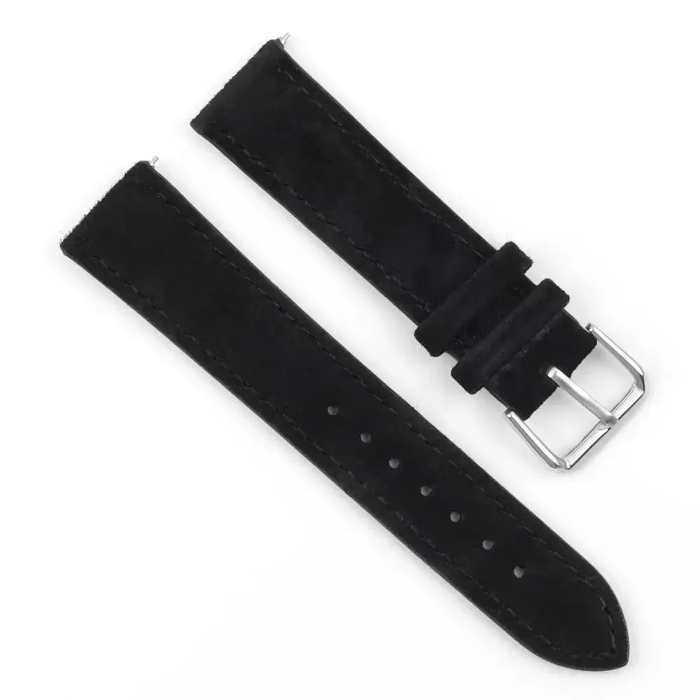 Soft suede leather strap in black for Samsung Galaxy Watch, 20mm size, stylish and comfortable design.