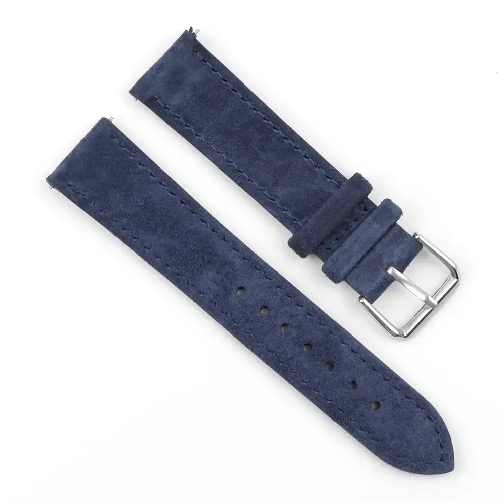 Soft suede leather strap in navy blue for Samsung Galaxy Watch, stylish and comfortable 20mm band.