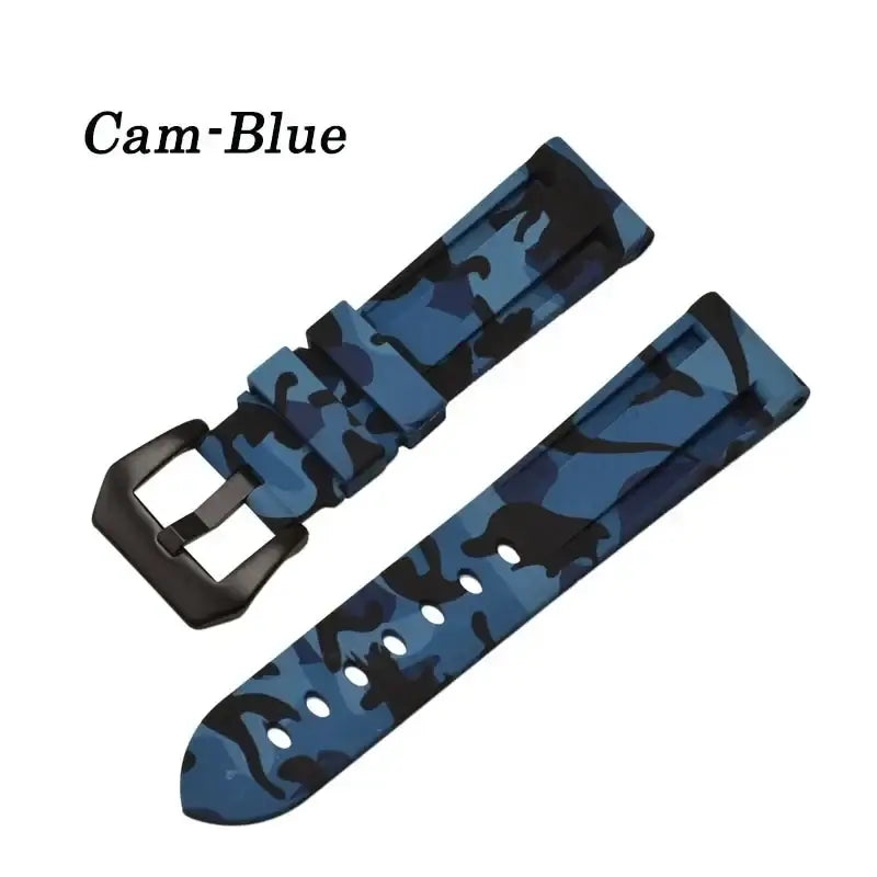 Cam-Blue silicone watch band for Huawei, featuring a modern camouflage design that adds style and versatility.