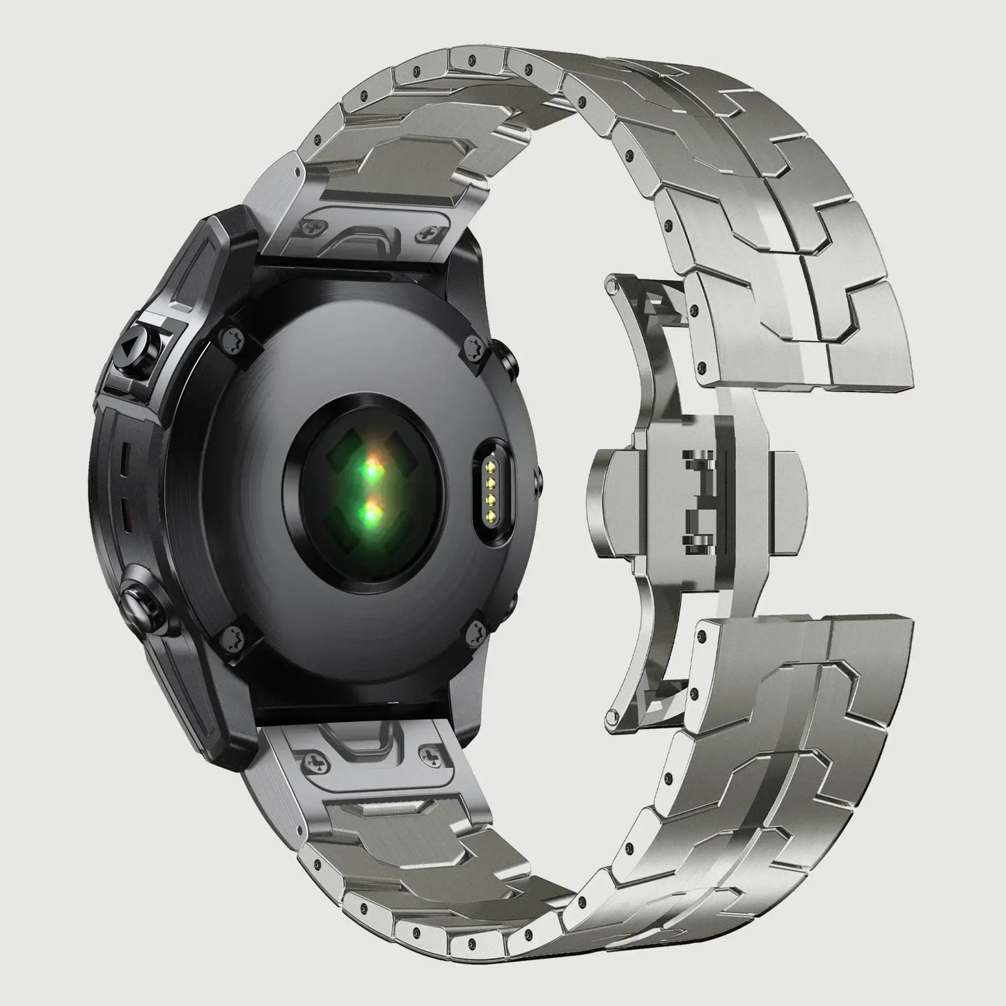Stainless steel Garmin QuickFit band showcasing a sleek design for stylish daily wear and active lifestyles.