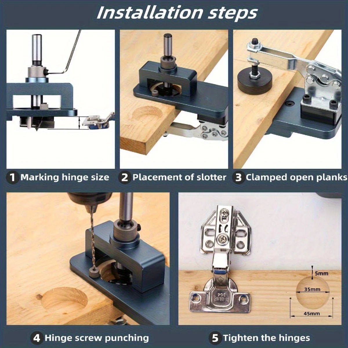 35mm Concealed Hinge Jig with Quick Clamp & Forstner Bit