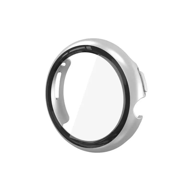Protective case and cover for Google Pixel Watch, designed for 41mm models, silver finish with clear front.