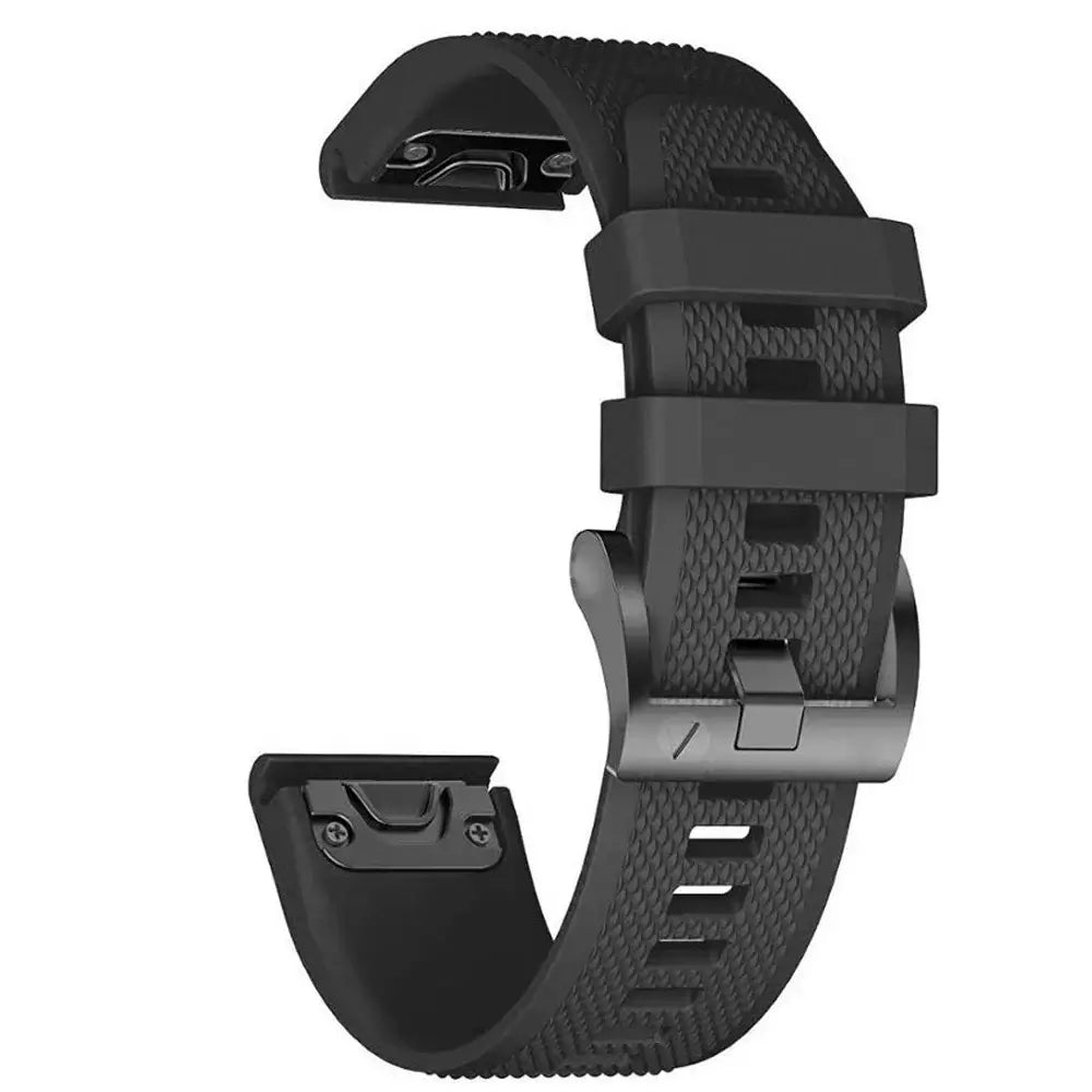 Breathable black silicone Garmin QuickFit band for modern style and easy installation. Perfect for active lifestyles.