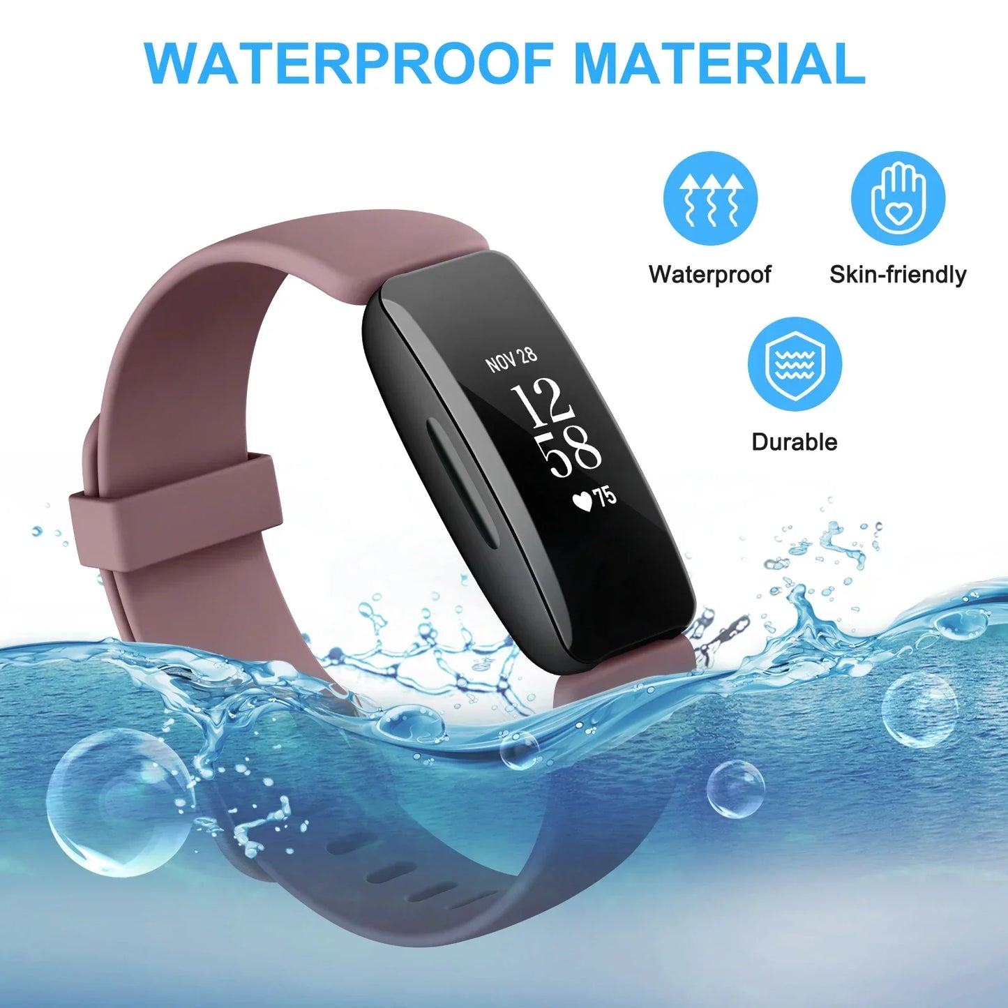 Fitbit Inspire 3, Inspire 2, Inspire 1, Inspire HR Silicone Band – Soft Waterproof Strap