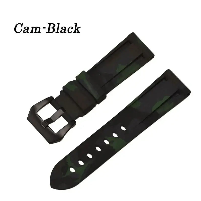 Camouflage black silicone watch band for Huawei, stylish and durable with a modern design.