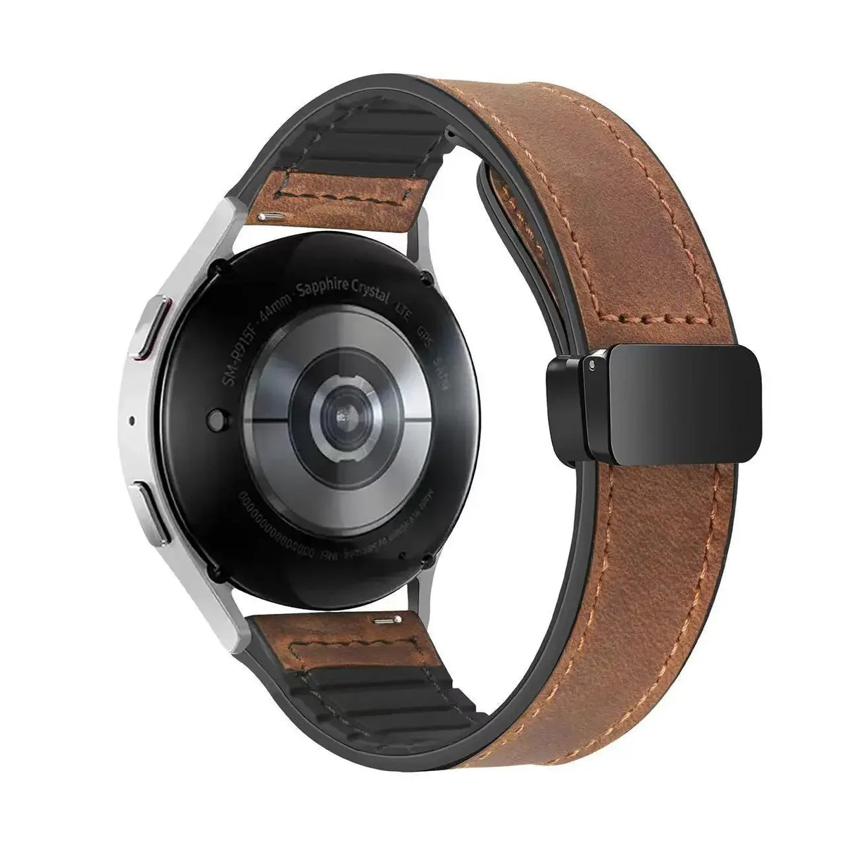 Leather and Silicone Magnetic Band in Brown