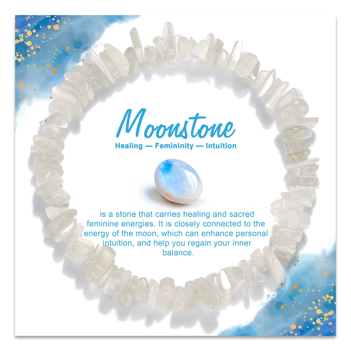 Dainty Moonstone Bead Bracelet, 4 mm, Stretch, photo 2
