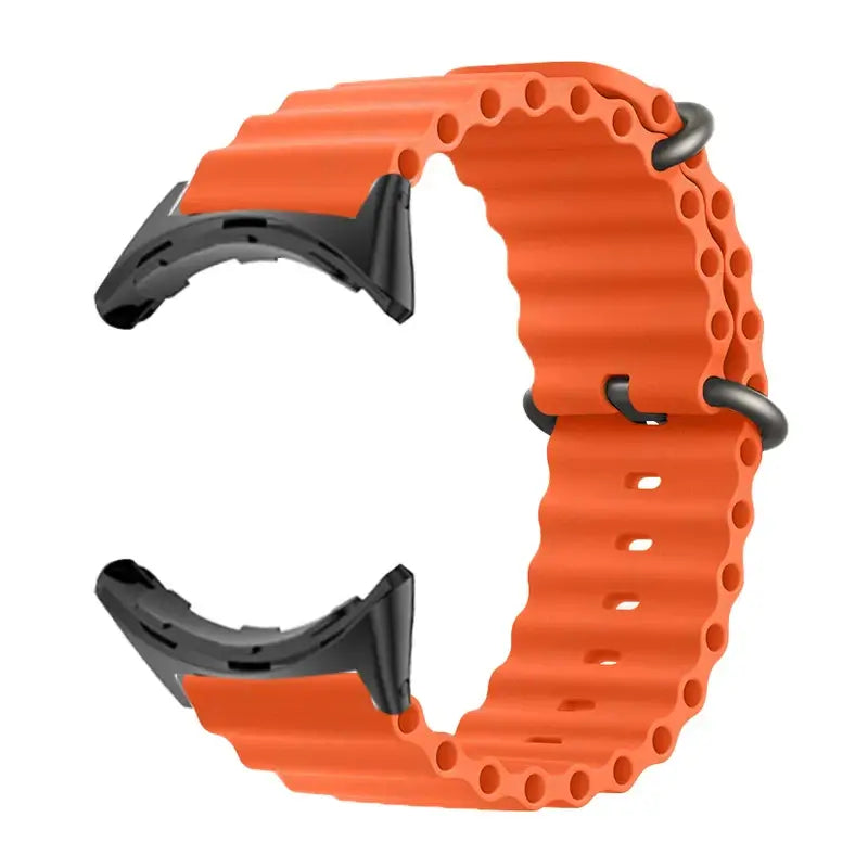 Orange silicone strap for Google Pixel Watches, durable and stylish, compatible with Pixel 1, 2, and 3 (41mm).