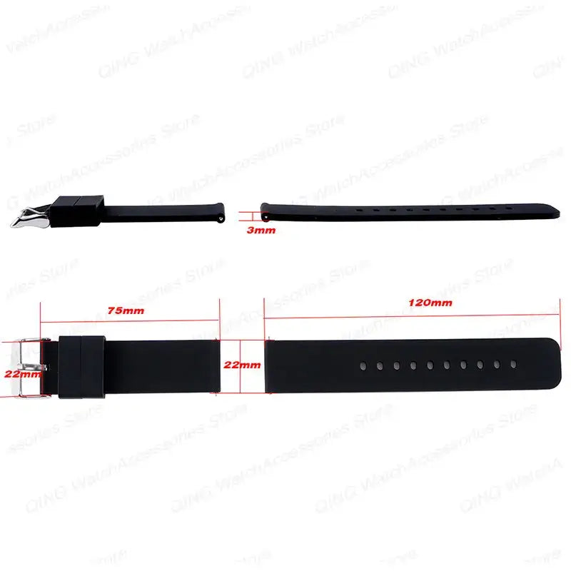 Silicone straps showing dimensions for 22mm Samsung Galaxy Watch, perfect for style and versatility in any setting.