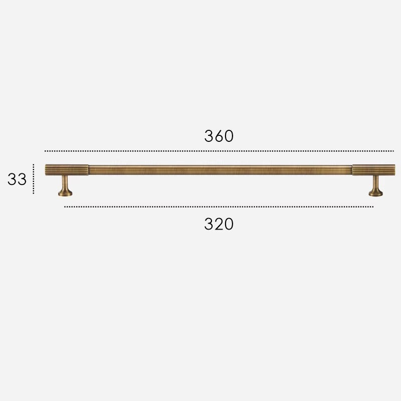 Fluted solid brass cabinet pull size diagram, 320mm hole spacing