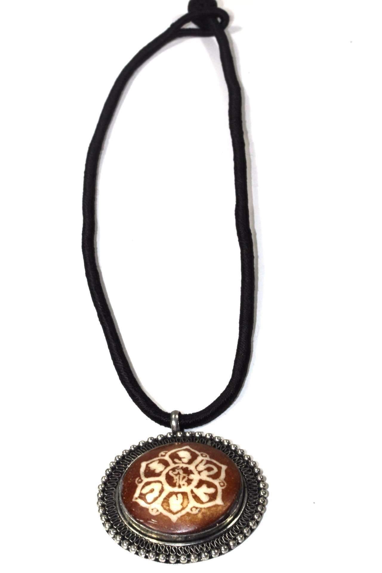 Mandala Flower Spiritual Necklace Boho Yoga Pendant by Silver Hestia