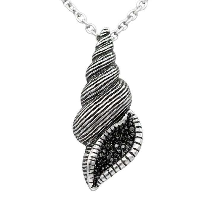 Seashell Pendant Necklace Silver Tone Beach Boho Jewelry by Blue Asteria