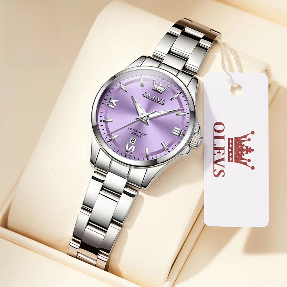 Women's Pastel Dial Stainless Steel Quartz Watch — Lavender — BandsCo Straps