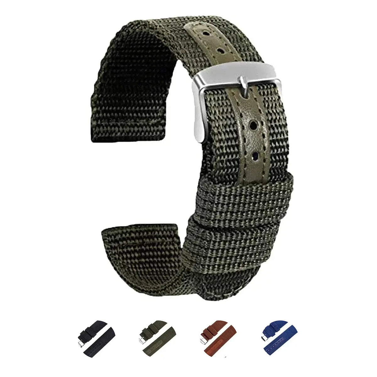 Suunto Textured Nylon Band with Center Detail - Army green with color previews
