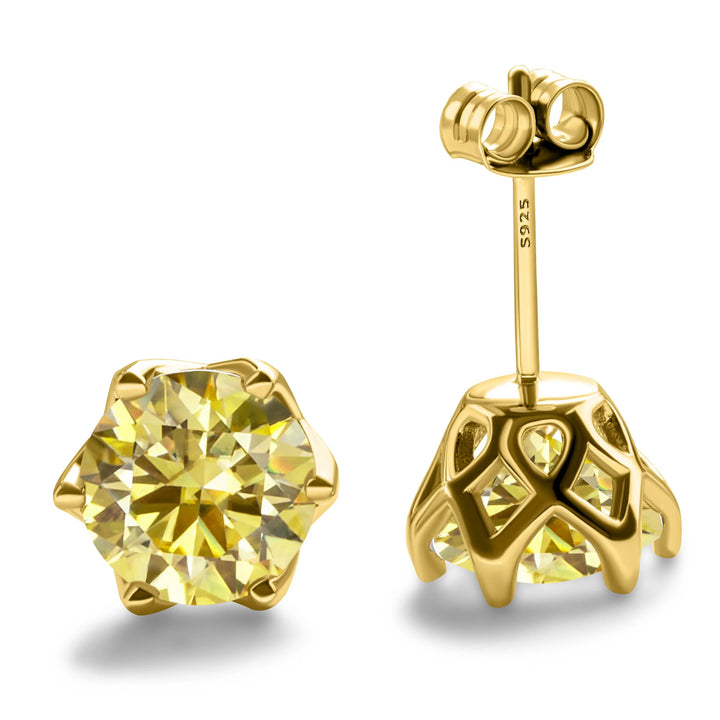 Colored Moissanite Stud Earrings with Openwork Settings