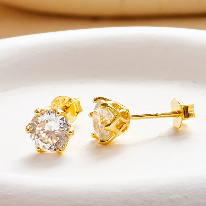 Gold-Tone Colored Moissanite Necklace, Stud Earrings & Ring Set — Stud front and back