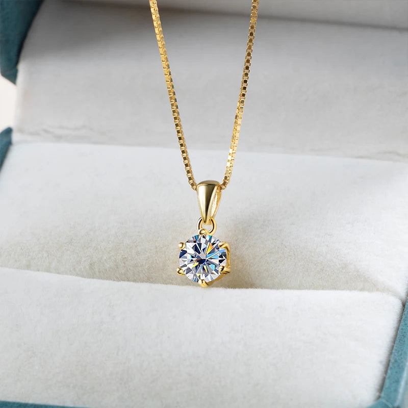 Gold-Tone Colored Moissanite Necklace, Stud Earrings & Ring Set — Pendant detail
