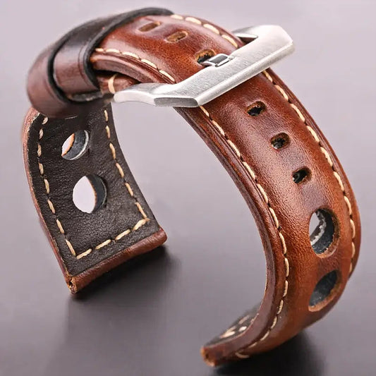 Suunto Three-Hole Leather Rally Band - Brown leather rally strap