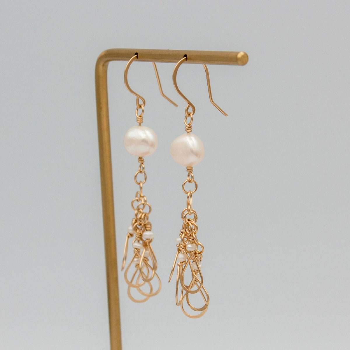 14K Gold Filled Pearl Drop Earrings For Women Bridal