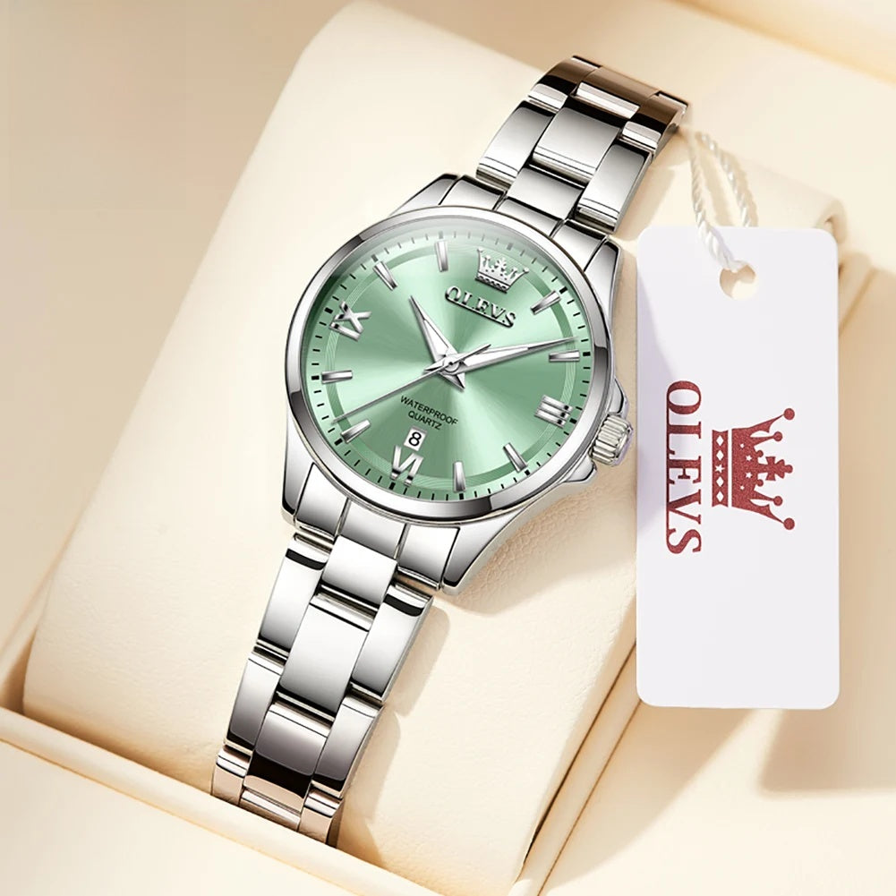 Women's Pastel Dial Stainless Steel Quartz Watch — Mint Green — BandsCo Straps
