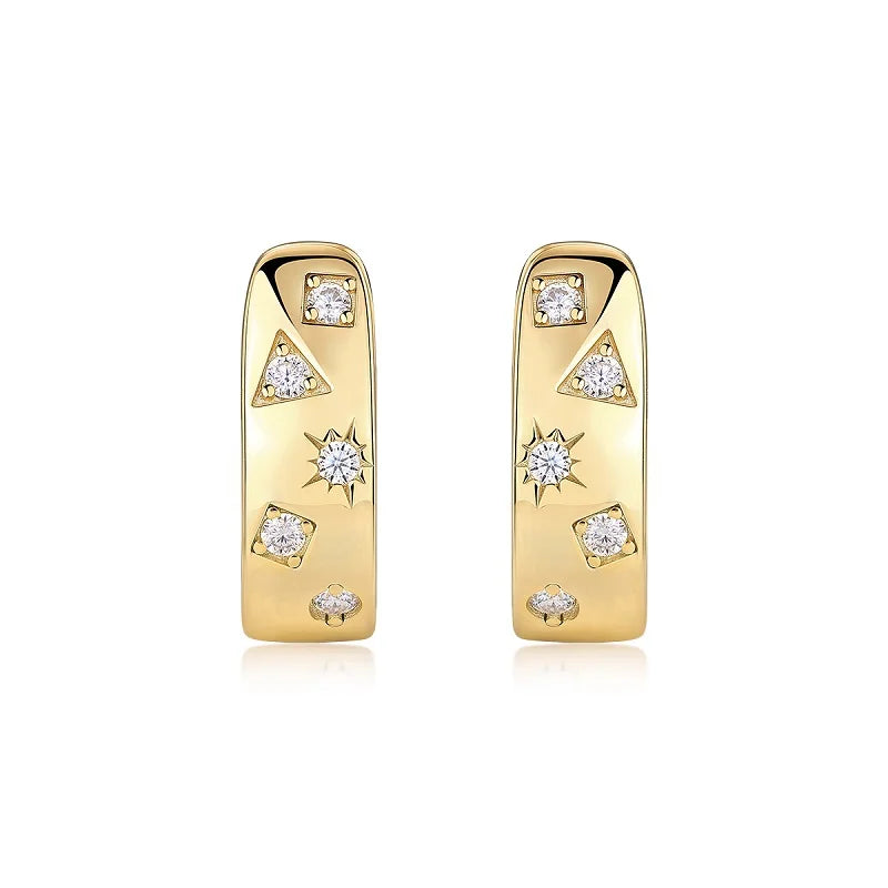 Gold-Plated Moissanite Celestial Hoop Earrings — Celestial hoop pair — BandsCo Straps