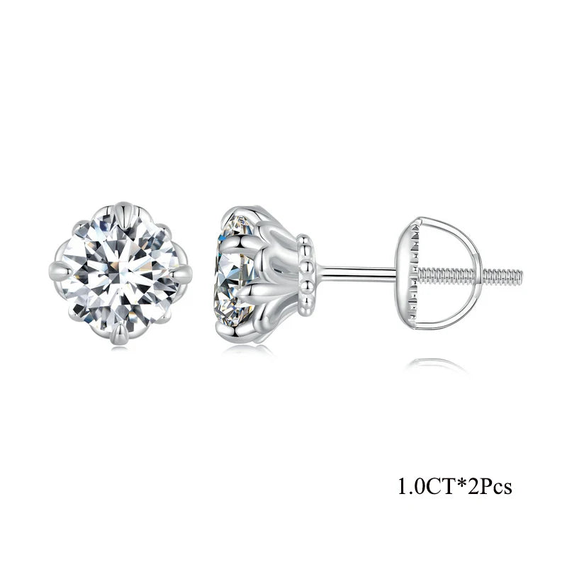 Openwork Moissanite Screw-Back Stud Earrings in Silver — 1ct each pair