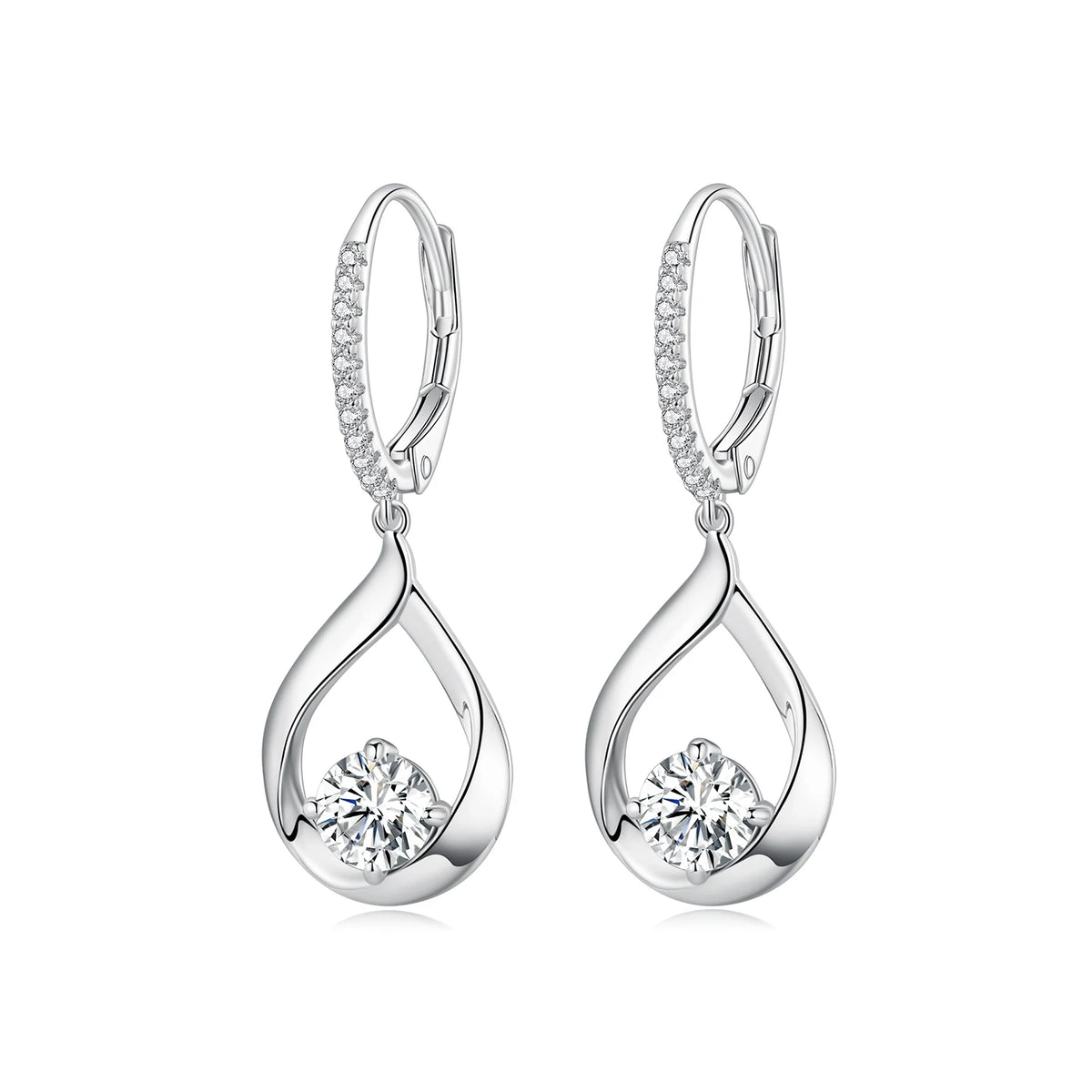 Moissanite Waterdrop Earrings or Necklace in Sterling Silver — Waterdrop Earrings — BandsCo Straps