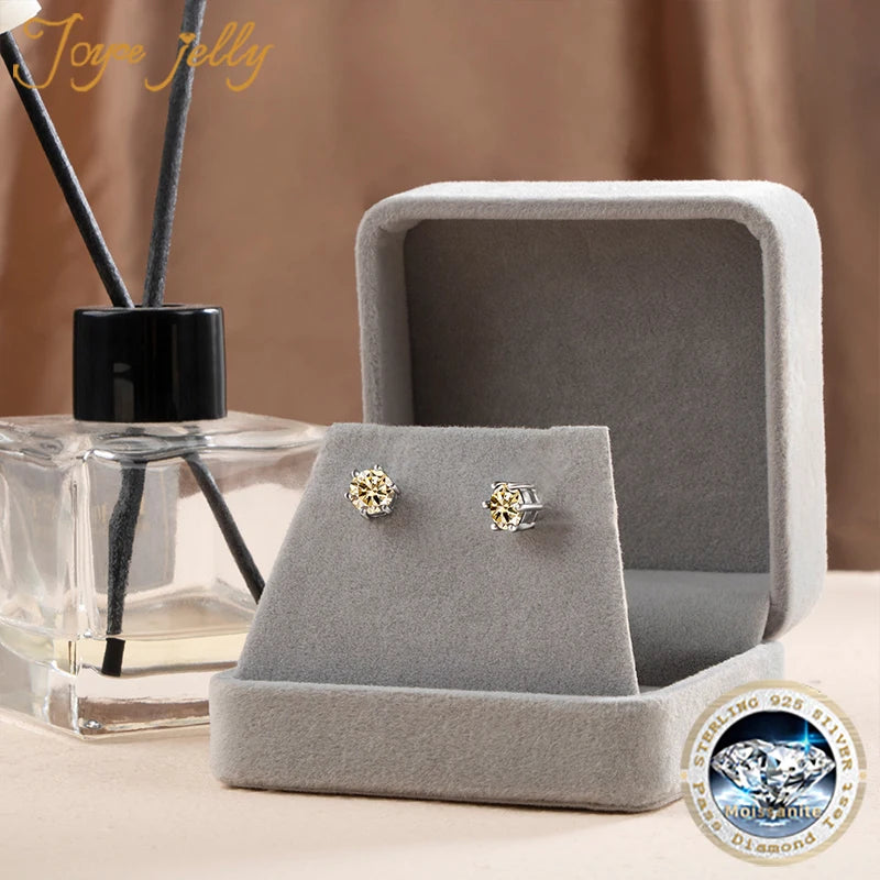 Colored Moissanite Necklace, Stud Earrings & Pavé Ring Set — Studs in box