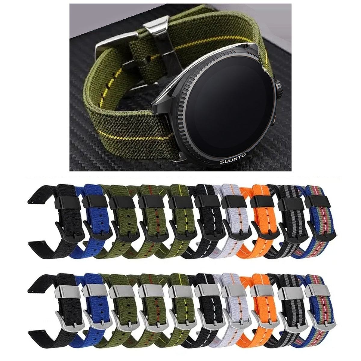 Suunto Nylon Band with Wide Metal Keeper - Nylon strap with color and buckle previews
