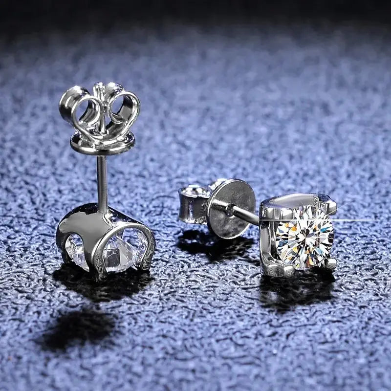 Colored Moissanite Necklace & Stud Earring Set in Silver — Stud posts and backs
