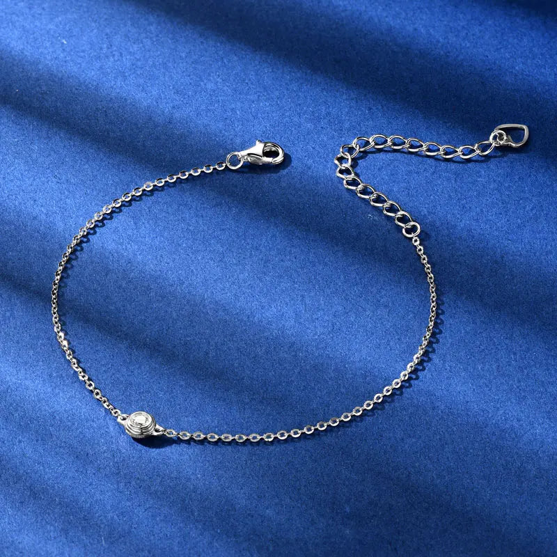 Bezel Moissanite Necklace, Bracelet & Stud Earring Set - Bracelet chain and extender