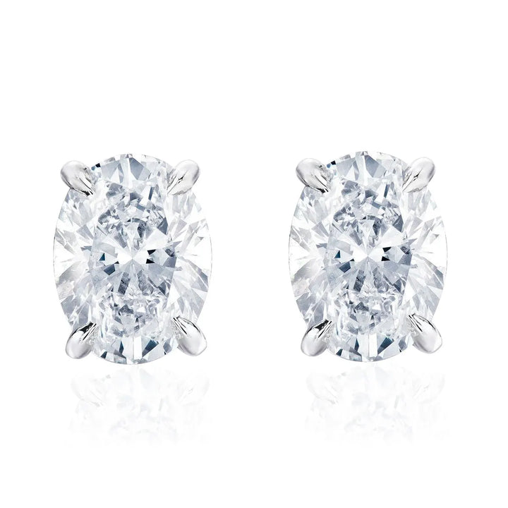Oval Moissanite Stud Earrings in Sterling Silver