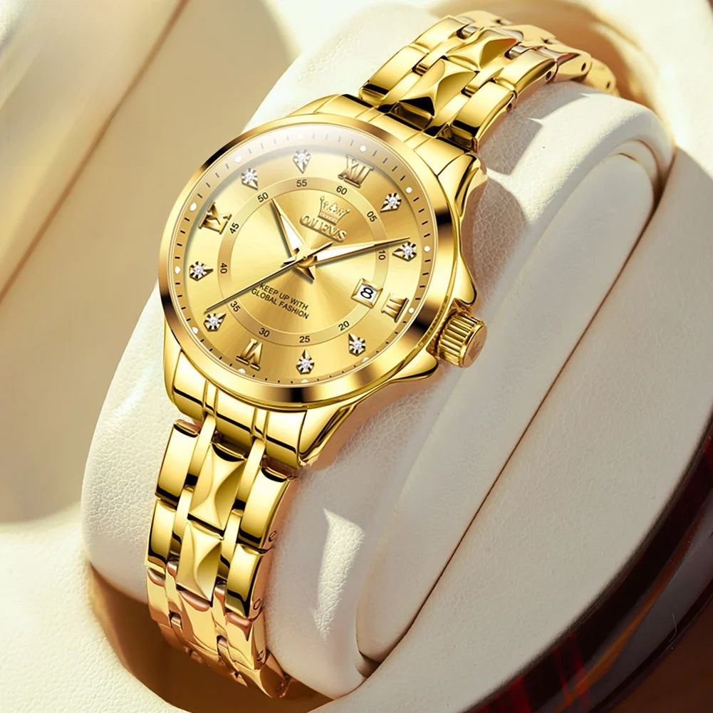 Women's 30mm Bracelet Watch with Date — Gold Tone / Gold Dial