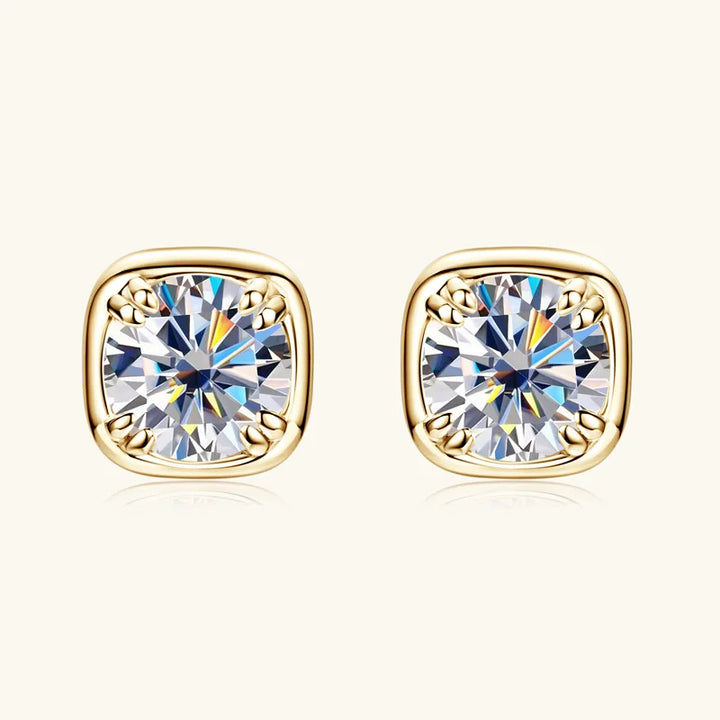 Round Moissanite Square-Setting Stud Earrings