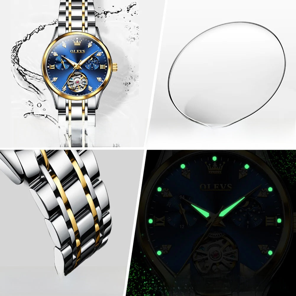 Women's Open-Heart Automatic Bracelet Watch — Bracelet and luminous hands — BandsCo Straps