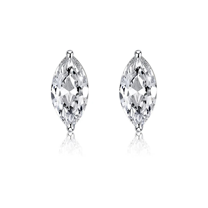 Marquise Moissanite Stud Earrings in 925 Sterling Silver