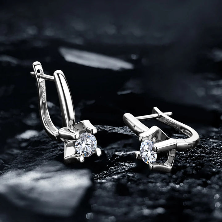Moissanite Leverback Drop Earrings in Sterling Silver