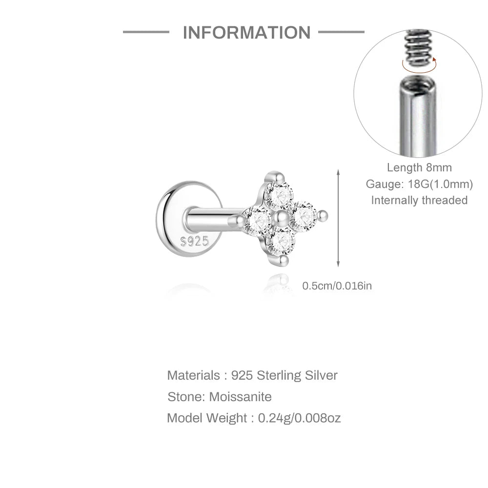 Single Moissanite Earring: Mini Stud & Hoop Styles - selected design dimensions and construction, view 24