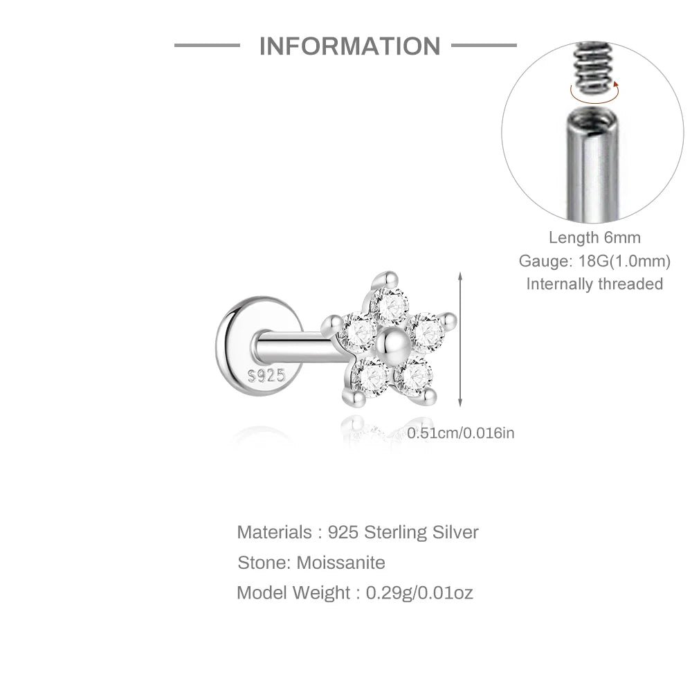 Single Moissanite Earring: Mini Stud & Hoop Styles - selected design dimensions and construction, view 20