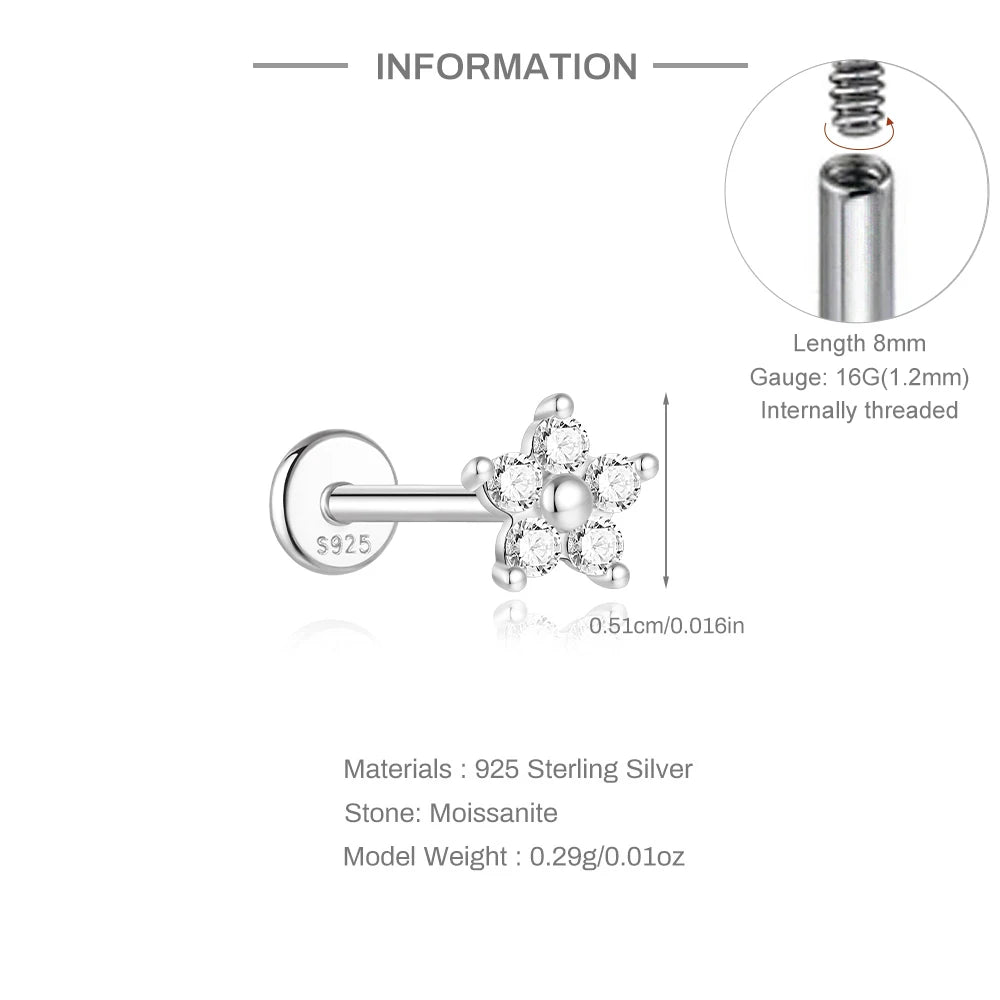 Single Moissanite Earring: Mini Stud & Hoop Styles - selected design dimensions and construction, view 30