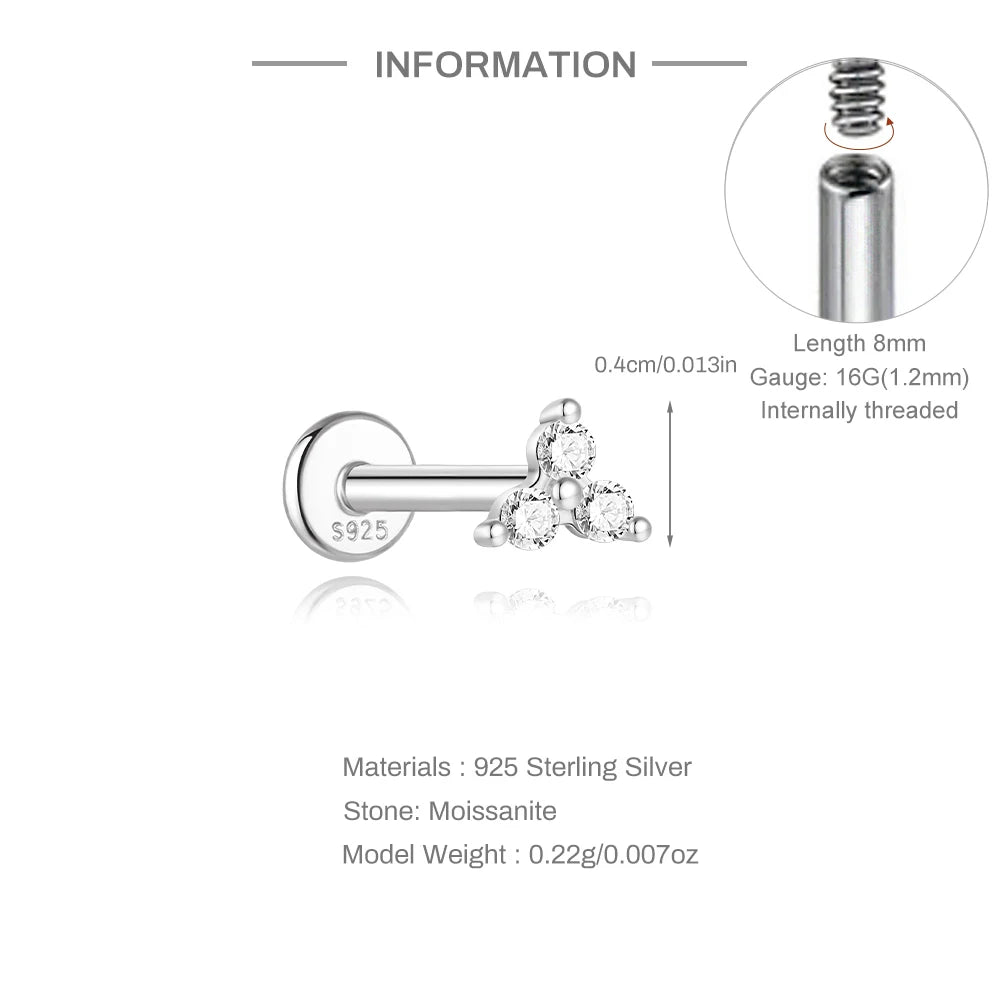 Single Moissanite Earring: Mini Stud & Hoop Styles - selected design dimensions and construction, view 27