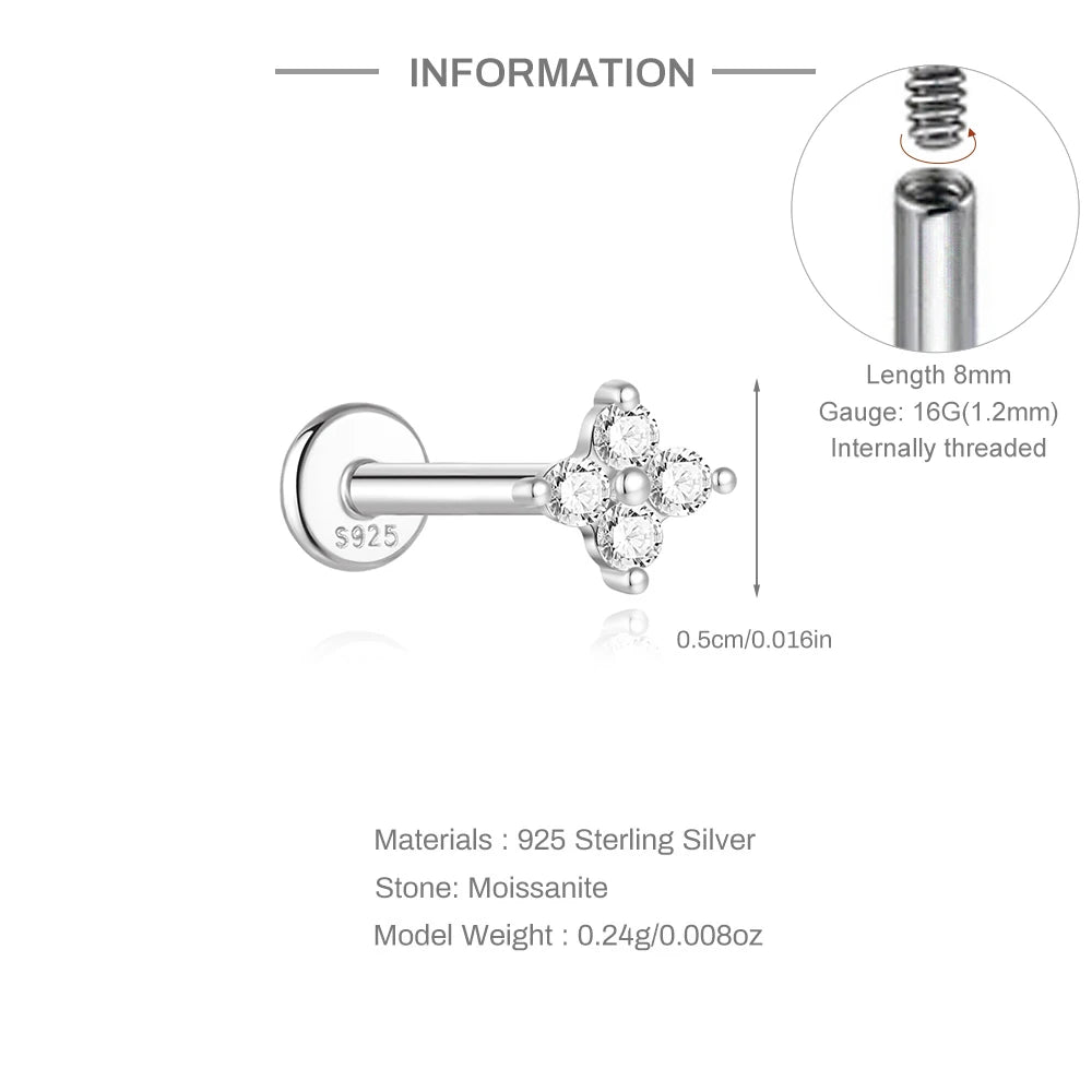Single Moissanite Earring: Mini Stud & Hoop Styles - selected design dimensions and construction, view 21