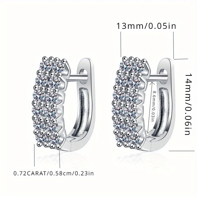Pavé Moissanite Huggie Hoop Earrings in Sterling Silver — Hoop measurement diagram