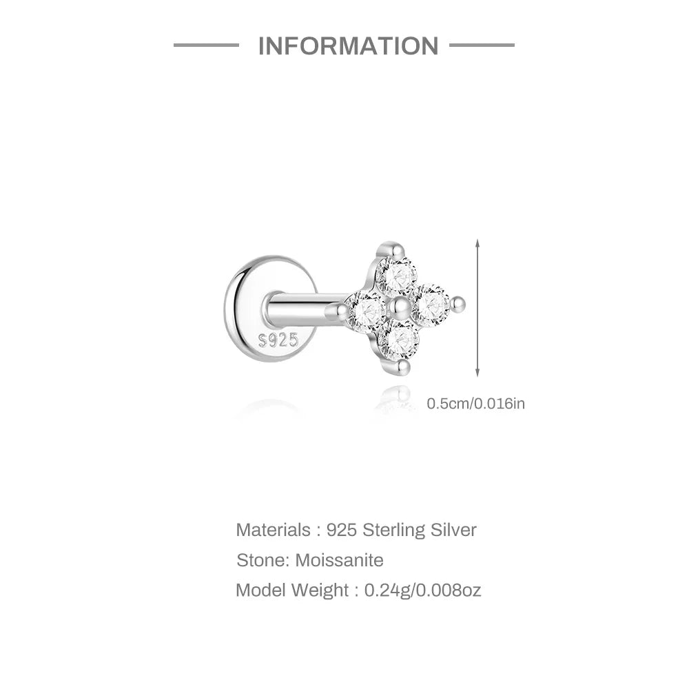 Single Moissanite Earring: Mini Stud & Hoop Styles - selected design dimensions and construction, view 28