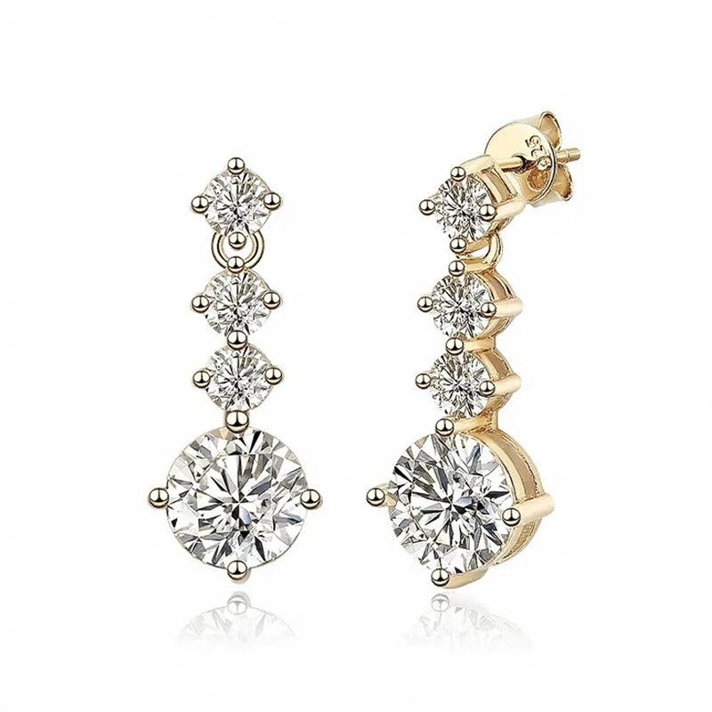 Moissanite Four-Stone Drop Earrings in Sterling Silver — Rose Gold Tone — BandsCo Straps