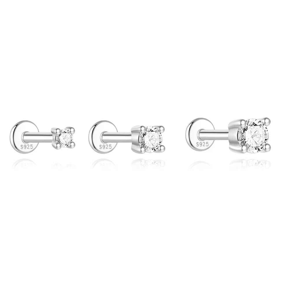 Moissanite Single Earrings in Sterling Silver - Solitaire flat-back stud comparison