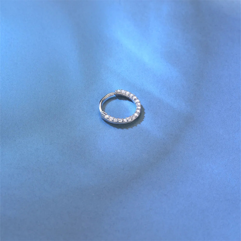 Moissanite Single Earrings in Sterling Silver - Sparkling hoop design