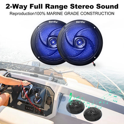 4 in LED Marine Speakers for Golf Carts, Slim Waterproof, Pair