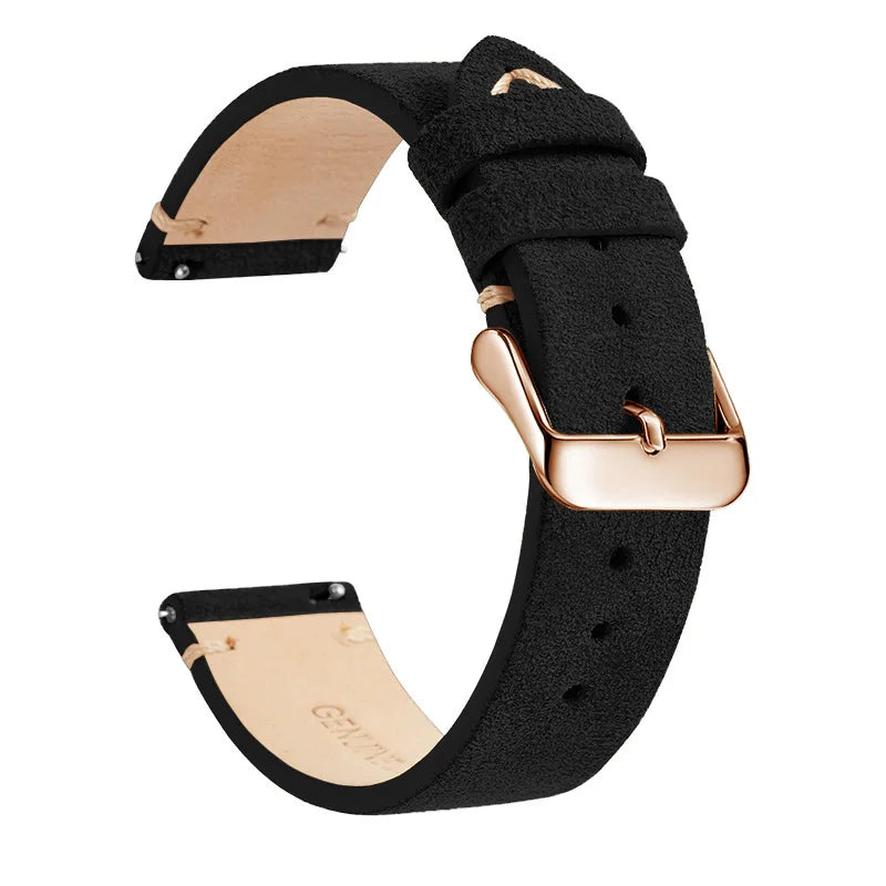 COROS Suede Leather Band with Buckle Color Options – Black / Rose Gold Buckle